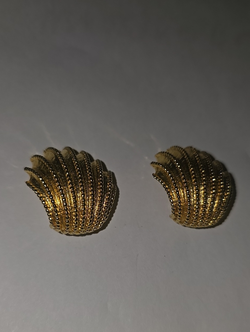 Gold Textured Shell Clip-On Earrings - Women Accessories